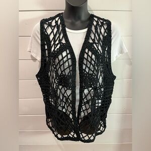 LAURA DANIELS Vintage Metallic Crochet Overlay Tank – Size 1X
